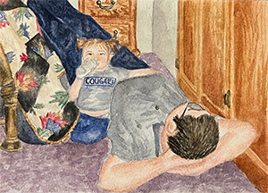 Image of Audrey Lovell's watercolor, Chillin with Uncle Chad.